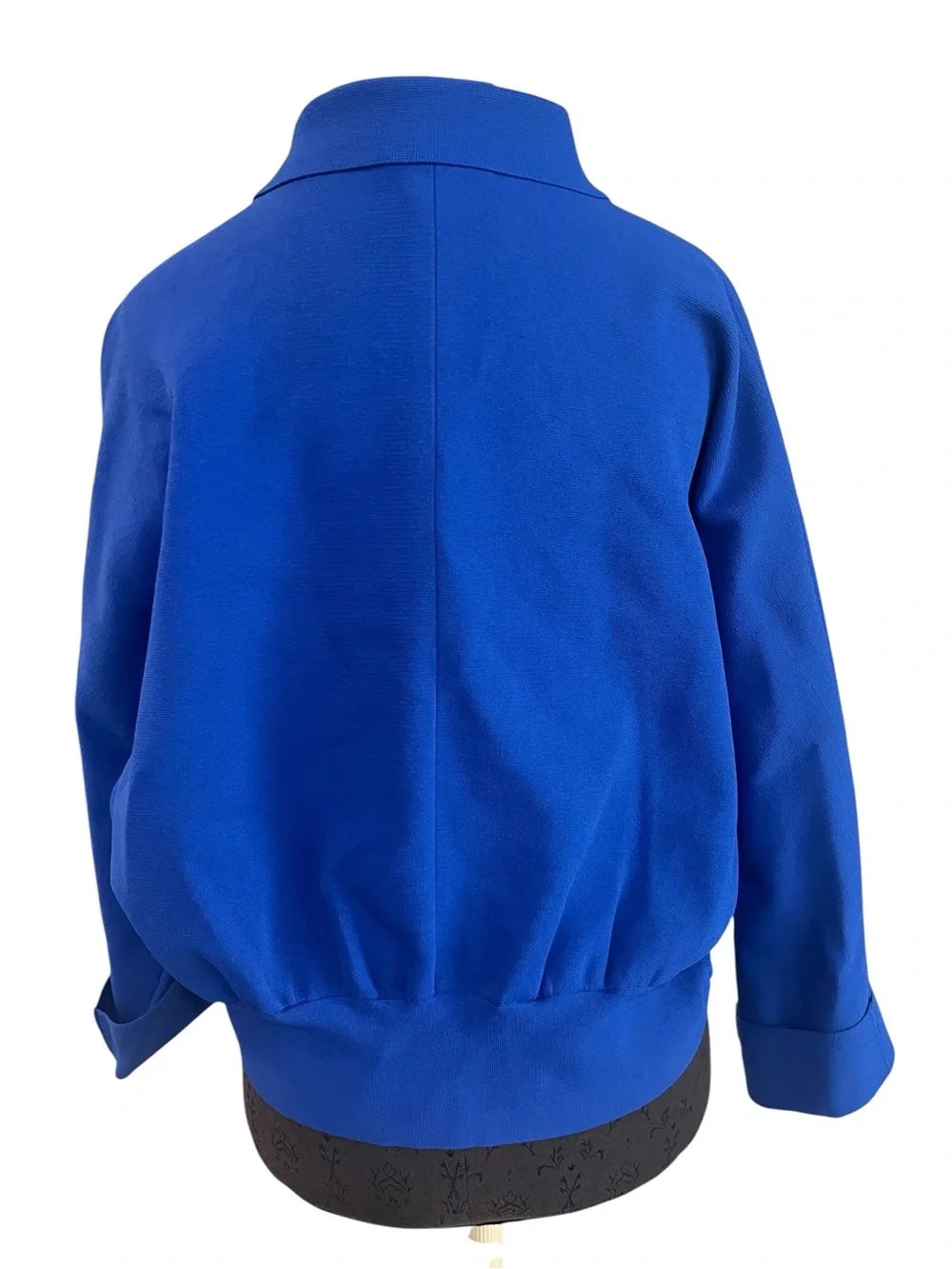 COS Classic Knit Bomber Jacket Blue Large Minimalist Quiet Luxury